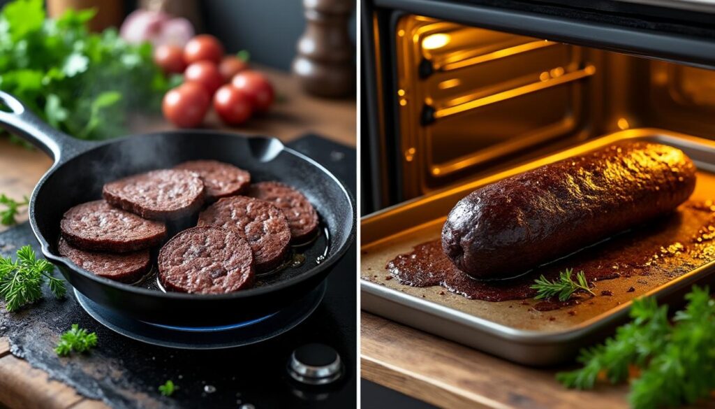 découvrez nos astuces pour réussir la cuisson du boudin noir à la poêle et au four, et savourez un plat délicieux et parfaitement cuit à chaque fois.
