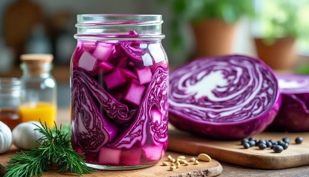 découvrez notre recette facile et rapide pour préparer des pickles de chou rouge maison, parfaits pour accompagner vos plats et apporter une touche acidulée.