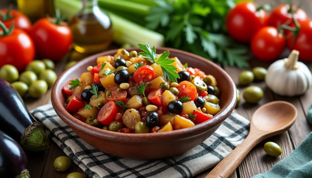 découvrez la recette authentique et simple de la caponata sicilienne de ma grand-mère, un plat traditionnel aux saveurs méditerranéennes à reproduire facilement chez vous.