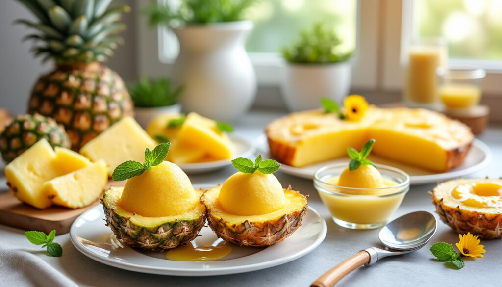 découvrez des recettes faciles et gourmandes à base d’ananas pour des desserts frais et savoureux, parfaits pour toutes les occasions.