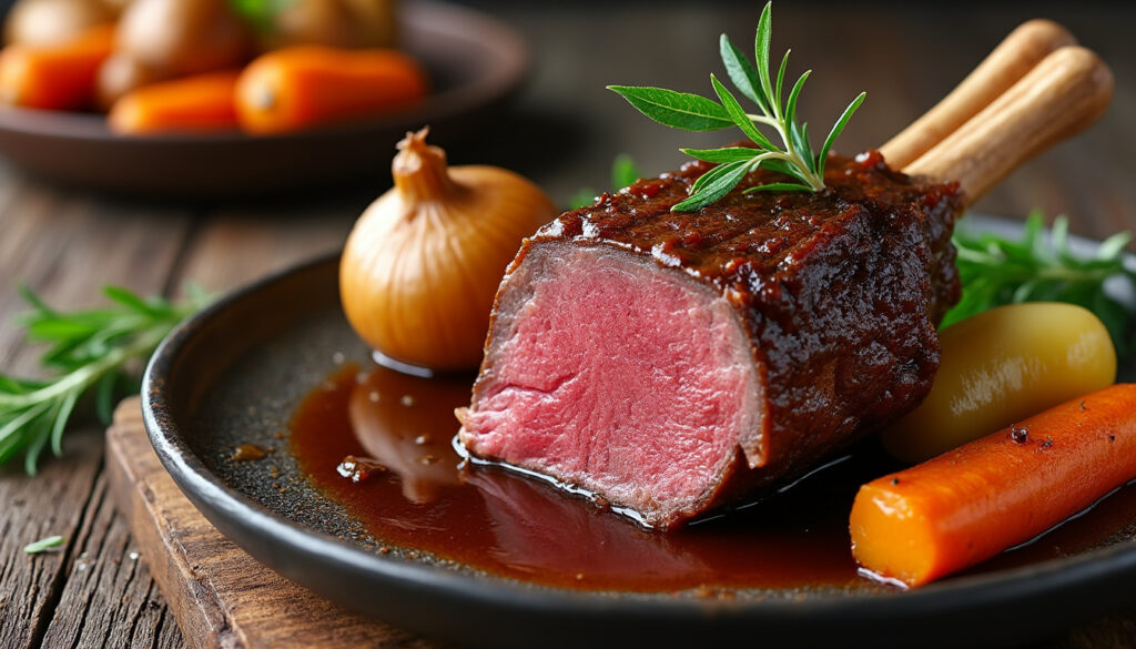 découvrez notre recette de jarret de bœuf tendre et fondant, accompagnée des conseils pour une cuisson lente optimale qui révélera toutes les saveurs de ce morceau incontournable.